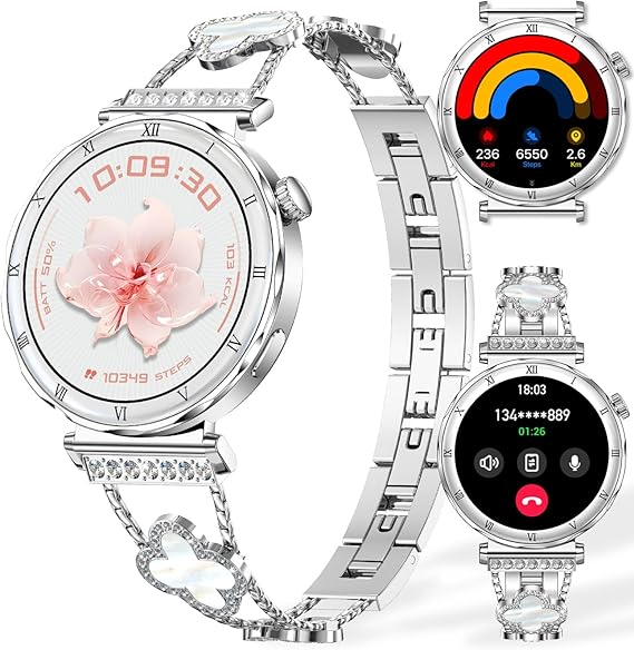 Smart Watch for Women, 1.19" AMOLED HD Screen Women's Smartwatch, Fitness Tracker with Heart Rate/Sleep Monitor, Bluetooth Call, IP67