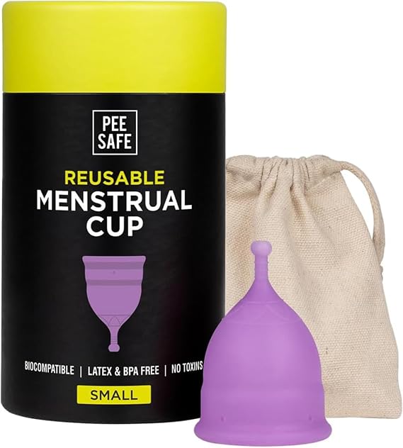 Pee Safe Reusable Menstrual Cup for Women (Small) | Made with Medical Grade Silicone | Soft, Flexible, BPA & Latex Free | Up to 12 Hours Protection | Travel Friendly Pouch Included