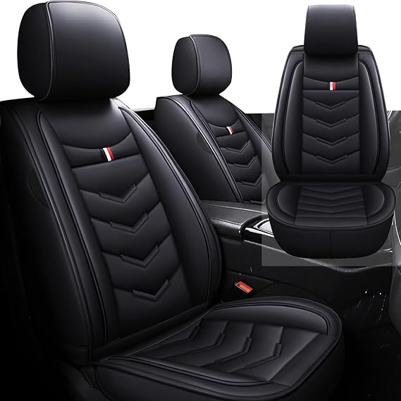 Car Seat Cover 2 Seats for Nissan 370Z 2009-2020, Durable Wear Resistant Waterproof Vehicle Cushion Covers, Breathable No Odor Premium Leather Vehicle Seat Covers.(Standard,Black)