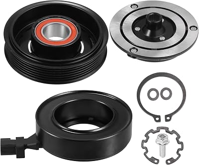 X AUTOHAUX 1 Set AC Compressor Clutch Kit Pulley Coil Auto Repair Compressors Assembly for Jeep Liberty 6Cyl 3.7L 2009-2012