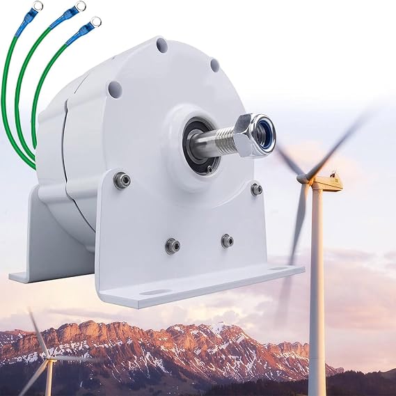 12000W Low Speed Ac Alternator Generators with Base Use for Wind Turbine Water Turbine, 8000 Watt Permanent Magnet Generator Head, 3 Phase Gearless 12V Low RPM Generator,220V