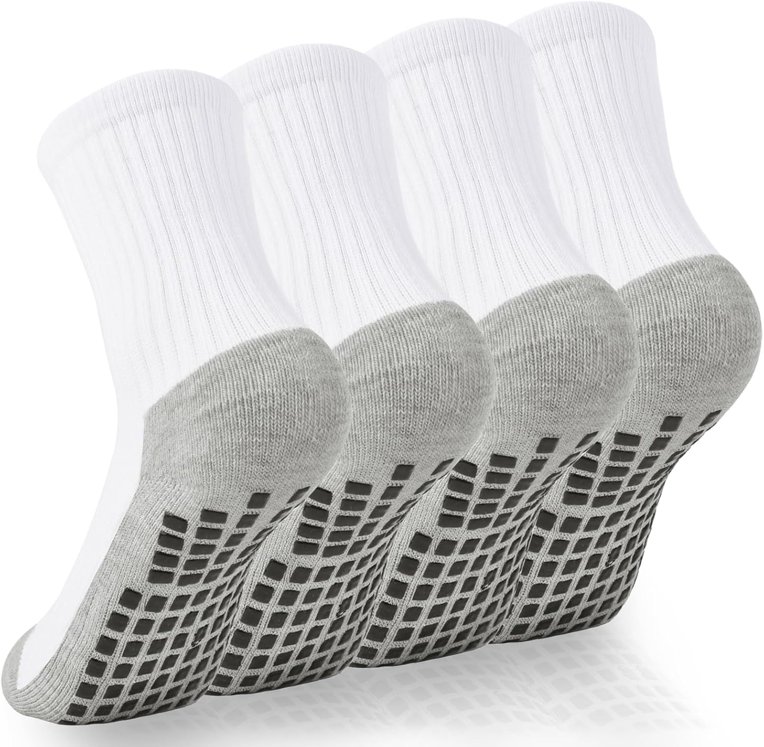 Kids Grip Soccer Socks Cushioned Football Sock Non Slip Crew Socks Cotton Athletic Sock for Youth Boys Girls