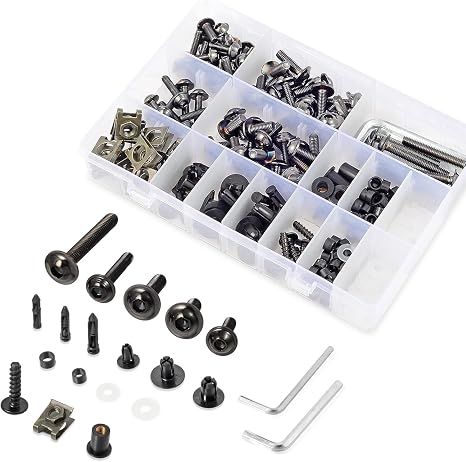210PCS 304 Stainless Steel Fairing Bolt Kit M5 M6 Fasteners (Black)