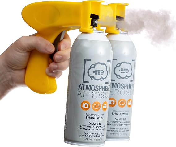 Atmosphere Aerosol - Double Spray Applicator with Trigger Handle, 1pc - Double Spraying for Creating Fog and Haze Effects in Photoshoots - Yellow - No Haze in a can Included
