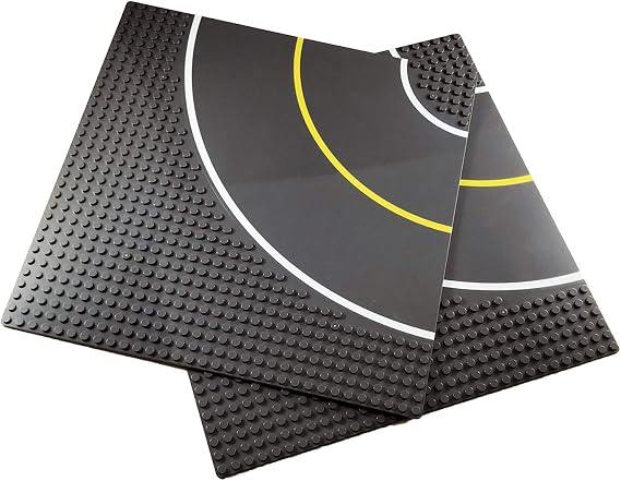 Curve Road Building Block Base Plates, 2-Pack, Compatible with Major Brands