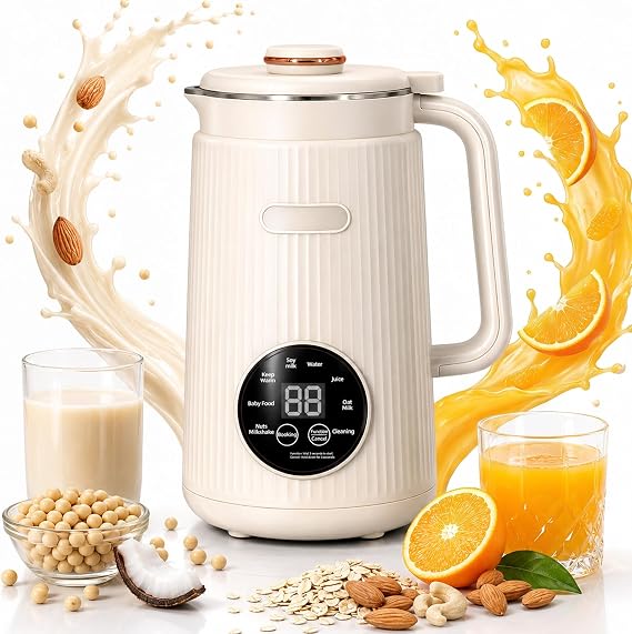 Nut Milk Maker, Automatic Almond Milk Machine for Homemade Plant-Based Milk, Oat, Soy, with 8H Keep Warm Function and Self Cleaning (1200ml)