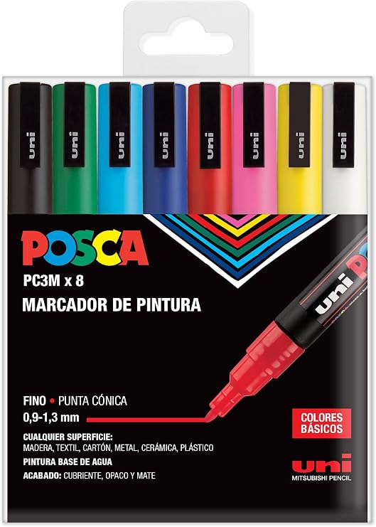 Posca UNI Set PC 3M Basic - 8 keçeli kalem, A-1