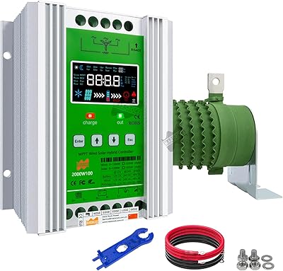 2000W MPPT Wind Solar Hybrid Controller Charge and Discharge Regulator Deluxe Version for Max Wind 1000W Solar 1000W for 1224V Sealed and Lithium Battery Colorful LCD Display 1224V