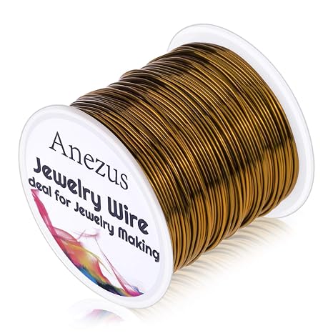 anezus 20 Gauge Jewelry Wire, 28 Yards Craft Wire Tarnish Resistant Copper Beading Wire for Jewelry Making Supplies and Crafting(Antique Bronze)