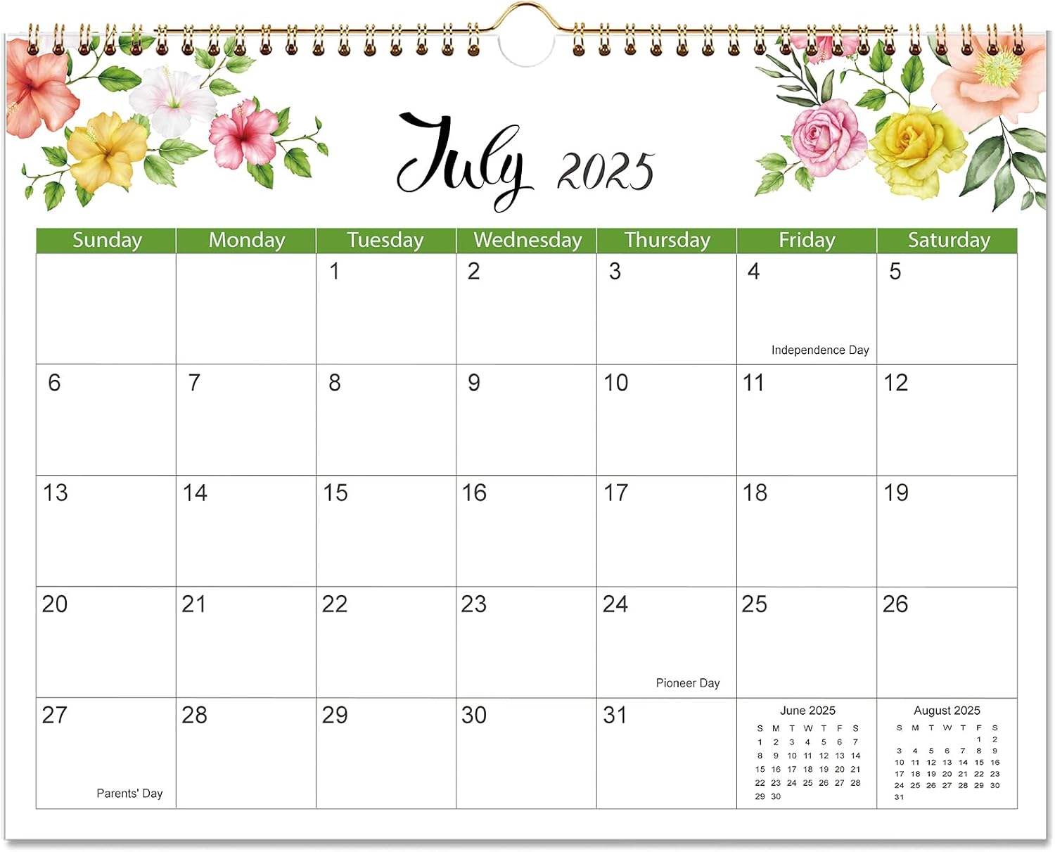 2025-2026 Wall Calendar - 18 Month Floral Calendar Runs from July 2025 - December 2026, 11.5x14.5, spiral calendar 2025-2026, Feminine Design for HomeOffice Decor