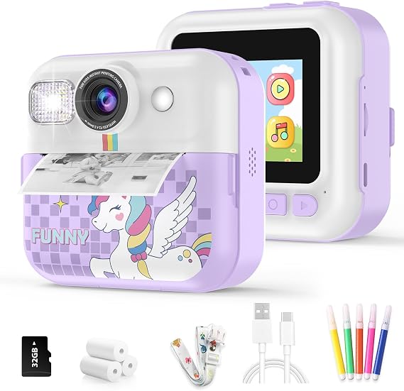 Kids Instant Print Camera, 1080P Printable Camera Toys for Girls Boys 3-10 | Toddler Camera with 3 Rolls of Photo Paper, Christmas Birthday Gifts for Girls Boys Age 3 4 5 6 7 8 9 10 Year Old