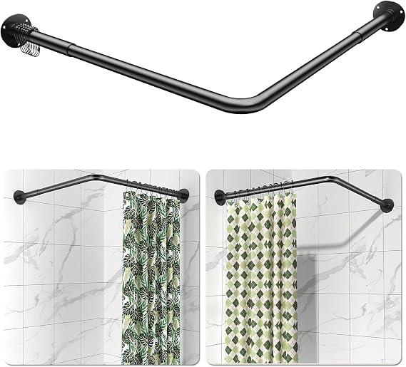 YASONIC Hanging Shower Caddy & L Shaped Shower Curtain Rod
