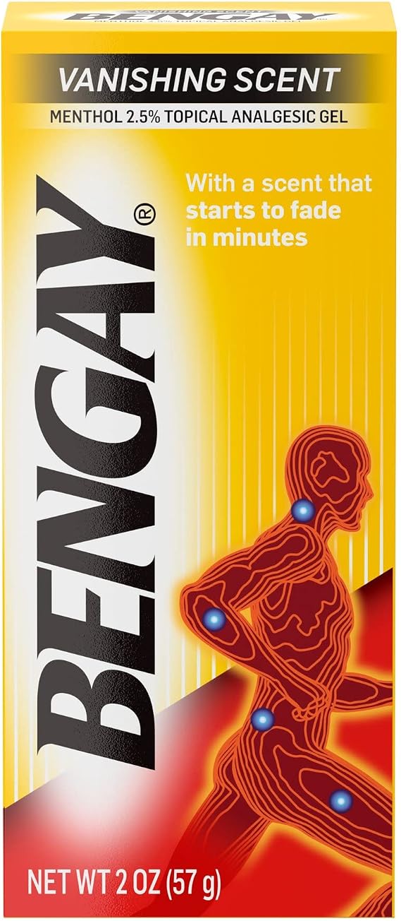 Vanishing Scent Bengay Relief Gel, Non-Greasy Topical Reliever with Cooling Menthol, 2 oz