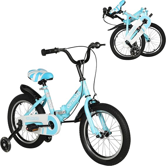 Kids Bike for 3-10 Years Old Boys and Girls, 14/16/18 Inch Baby Bike with Flash Lighting Training Wheels for Children, Foldable Toddler Bicycles with Dual Handbrakes, Multiple Colors