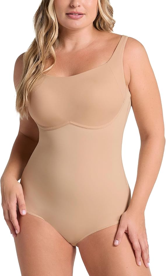 Leonisa Core Boldly Shapewear for Women Scoop Back Wireless Classic Sculpting Bodysuit with Tummy Control