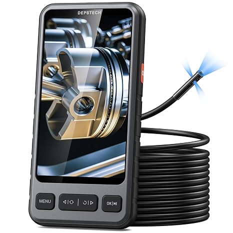 DEPSTECH 5" IPS Screen Borescope with Light, Split Screen View, 1080P HD Sewer Inspection Camera, 16.5FT Plumbing Snake for Home, Automotive