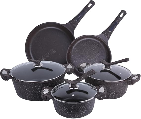 Pots and Pans Set Nonstick Cookware Set 8 Piece, Large Capacity Pots Set with Comfortable Handle, Dishwasher Safe Cooking Set Classic Kitchen Cookware Set, Black