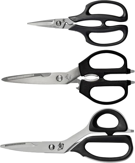 Shun 3 Piece Shear Set | Includes Multi Purpose, Kitchen and Herb Shears, Heavy Duty Cooking Scissors, Durable 420J2 Stainless Steel