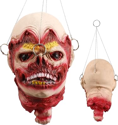brableewear Halloween Cut Off Corpse Head Prop Scary Bloody Hanging Severed Head Decoration Zombie Head Props for Haunted Houses Party