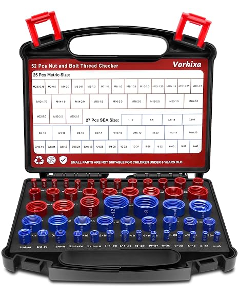 52Pcs Thread Checker, Nut and Bolt Thread Checker Kit