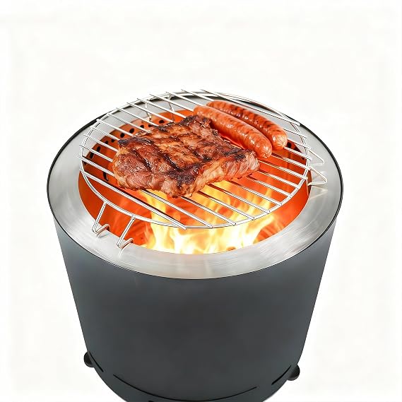 Smokeless Fire Pit for Outside, 15 Inch Portable Wood Burning Fire Pit with Carry Bag, Suitable for for Garden Backyard Deck Camping Beach
