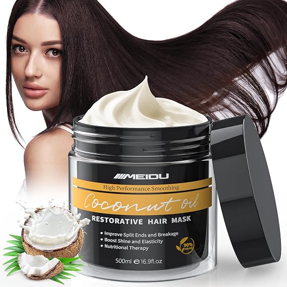 IIIMEIDU Hair Mask for Damaged Hair, Keratin Hair Mask Treatment for Dry Damaged Hair, Deep Repair Conditioning, Coconut Oil Hydrating, No Sulphates, No Parabens (16.9 Fl Oz)
