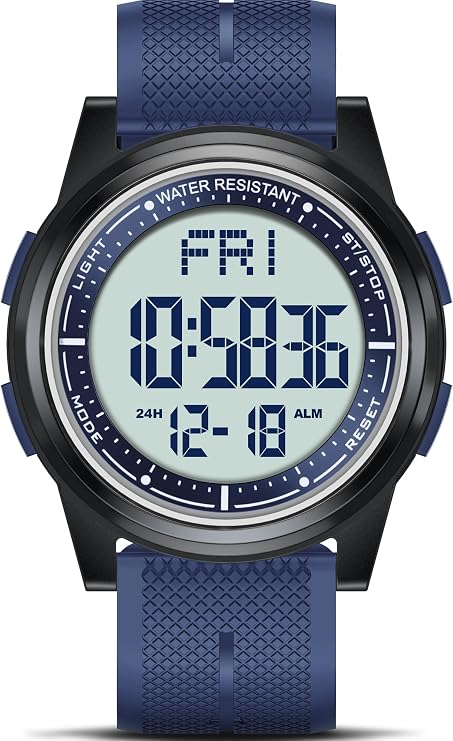 WIFORT Digital Watches Men Women 5 ATM Waterproof Watch with EL Backlight Dual Time Zone Stopwatch Countdown Alarm Clock Ultra Light and Wide Angle Display Digital Watch Unisex