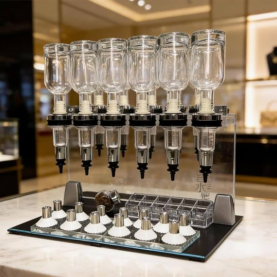 200ml Perfume Filling Machine, with 12 Pump Heads and 12 Testing Cups, Manual Bar Perfume Dispenser Kit, for Perfume Store Studio Salon Bar