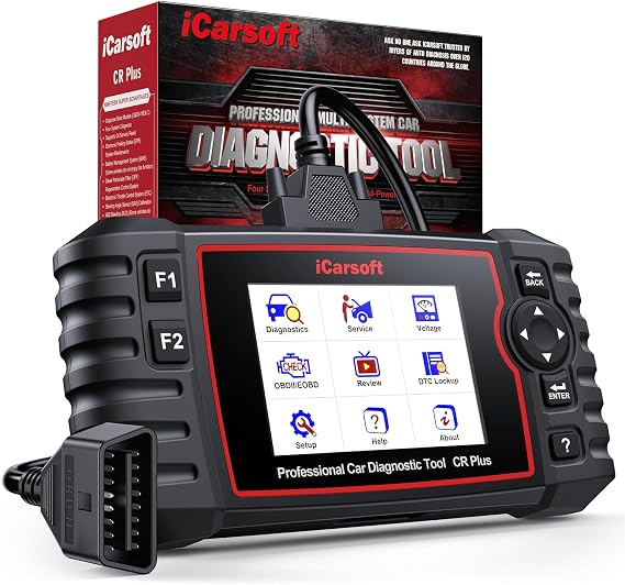 iCarsoft CR Plus OBD2 Scanner Diagnostic Tool for ABS Transmission Engine Airb.ag System. Code Reader Scan Tool for All Cars with 9 Services,CAN-FD Supported-Free Update