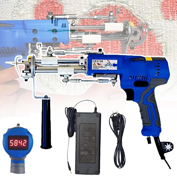 Rug Tufting Starter With Digital Speed Display/Led Light,2 In 1 Cut Pile & Loop Pile Rug Tufting Gun- Rug Making Machine For Beginners Or Experienced Carpet Tufting Enthusiasts,Blue