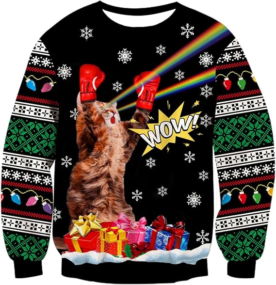 Idgreatim Men Women Ugly Christmas Sweatshirt Funny 3D Graphic Xmas Shirts