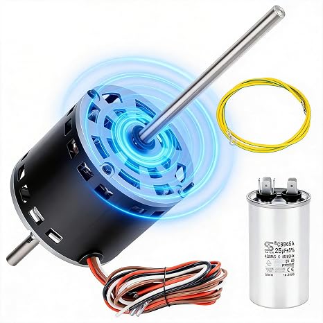 RV AC Fan Motor Replacement for Coleman Mach, 1/3 HP 115V Double Shaft