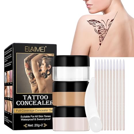 Pack of 2 20 g Body Leg Make-Up Waterproof - Full Coverage Tattoo Cover Up Makeup - Tattoo Cover Cream Natural Body Coverage Perfector for Tattoos Scars Blemishes