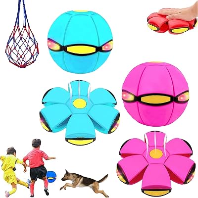 Dual-Form Magic Metaball & Flying Saucer, Magic Ball, Switchable Children Bouncing Ball Toy with 6 LED Lights for Kids, Parent-Child Interaction Suitable for Indoor & Outdoor Use