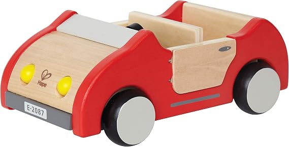 Hape Wooden Doll House Family Car| Toy Vehicle Seats up to 4 Figures for Complete Doll House Furniture Set