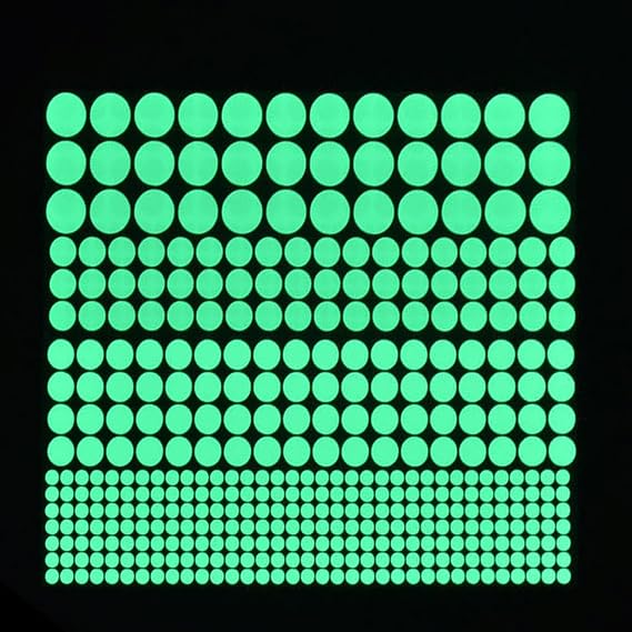 407PCS Glow in The Dark Stickers, Glow in Dark Stickers, Wall Decals for Kids Bedroom Decor, Removable Glow in Dark Dots for Ceiling and Walls, Three Sizes 0.5 cm 1 cm 1.5 cm