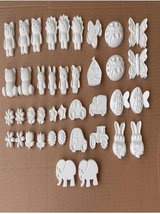 40 parça boyanabilir orta boy çocuk ve yetişkinler için boyama figürleri taş tozu