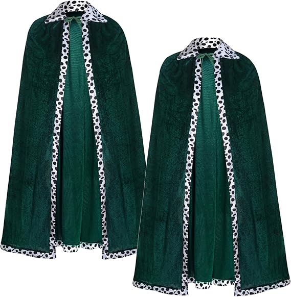 2pcs King and Queen Robe Costume Royal Cosplay Cape Medieval Prince Dress Up for Halloween Cosplay Stage Performance Carnival