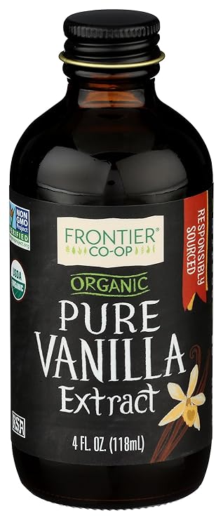 Frontier Co-op Organic Pure Vanilla Extract, 4 fl oz | For Coffee, Syrups, and Baking