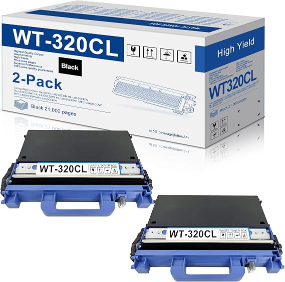WT-320CL Waste Toner Box NUC Compatible Replacement for Brother WT 320CL WT320CL HL-L8250CDN HL-L8350CDW HL-L8350CDWT HL-L9200CDWT HL-L8350CDWT MFC-L8600CDW MFC-L8850CDW Printer (Black, 2-Pack)