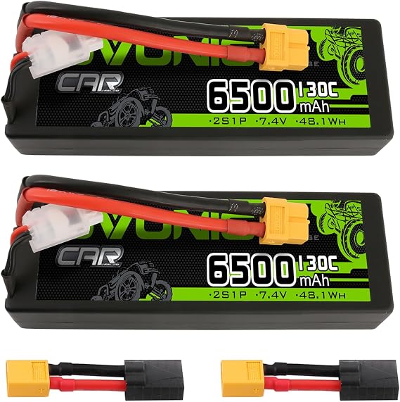 OVONIC 2S LiPo Battery 6500mAh 7.4V 130C RC Battery with XT60 to TRA Connector