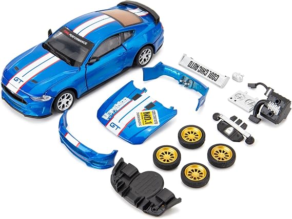 TGRCM-CZ 1/42 Ford Mustang Model, Take Apart Car, DIY Car Model Kit, Educational Building Toy, Children's Gift, Blue