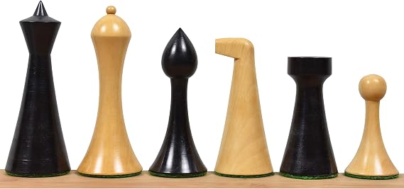 Royal Chess Mall 3.6" Herman Ohme Minimalist Chess Pieces Only Set- Weighted Ebonised Boxwood...