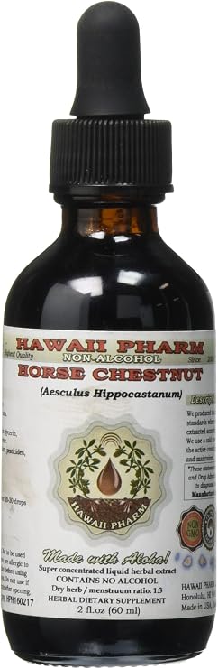 Hawaii Pharm Horse Chestnut Alcohol-Free Liquid Extract, Horse Chestnut (Aesculus hippocastanum) Dried Nuts Glycerite 2 oz