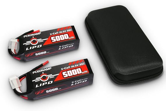 5S Lipo Battery 5000mAh 18.5V 35C with 4mm Bullets Plug High Capacity RC Battery Soft Case Fit for F3A Competition, EDF, High Speed Jet, with Storage Box(2Packs)