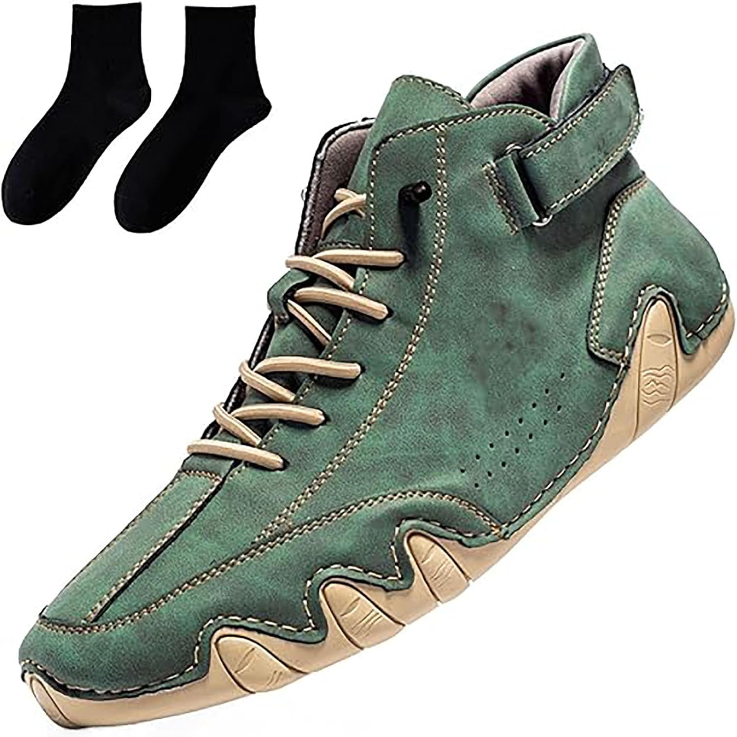 Anthoern Mens Green Hiking Shoes - Waterproof, Orthopedic, Improve Posture, Casual, Slip-on, Running - US 11