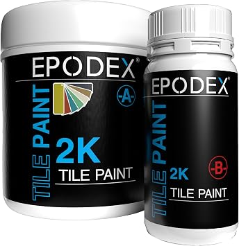 EPODEX TILE PAINT 2K, Epoxy Paint for Wall and Floor Tiles, Odorless, Abrasion-Resistant, Waterproof, High-Coverage - Azure Blue, 45 fl oz (Approx. 161 sq ft for Coat)
