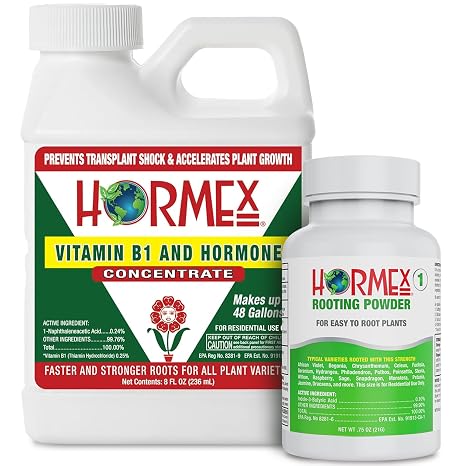 Hormex Rooting Hormone Powder #1 & Liquid Root Stimulator w/ B1 (21g & 8oz)