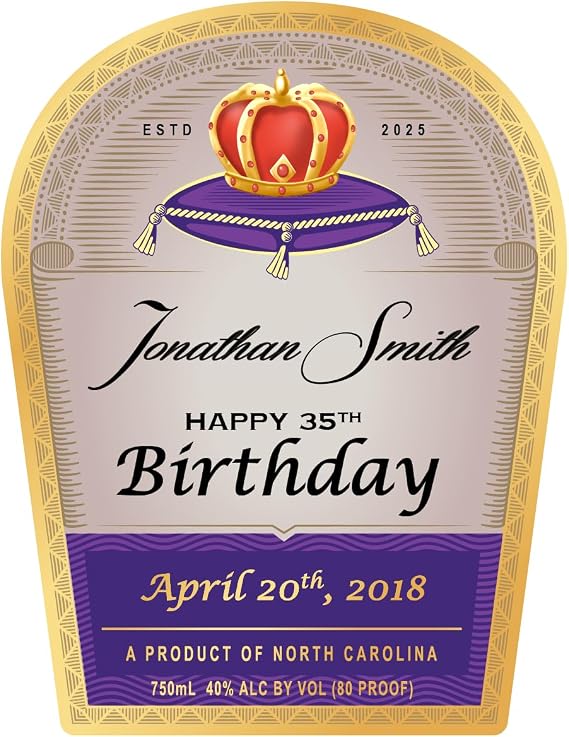 Personalized Happy Birthday Label to fit Crown Royal Bottles
