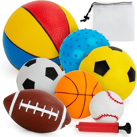 Balls for Toddlers 1-3,Set of 7 Kids Ball Soft Foam Baby Sports Balls
